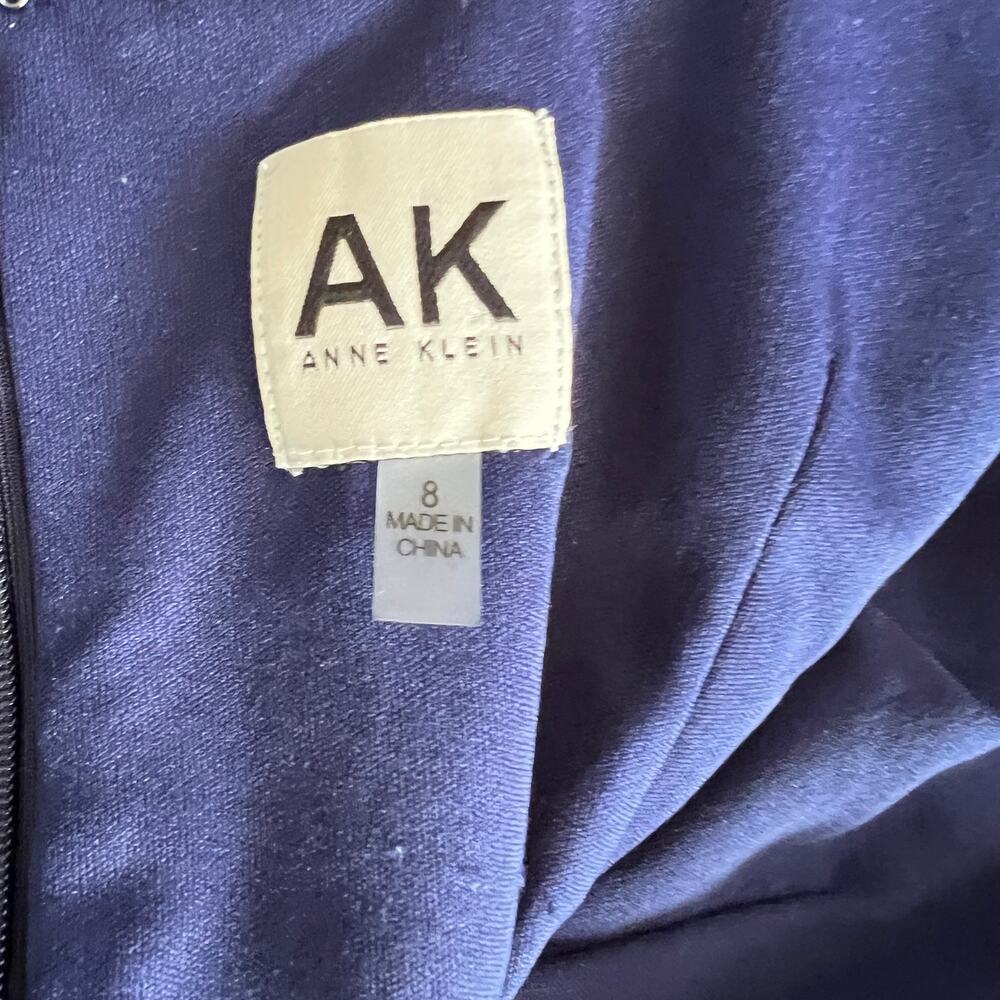 Anne Klein AK Blue Textured Fit Flare Dress Women’s Size 8 - Picture 6 of 8